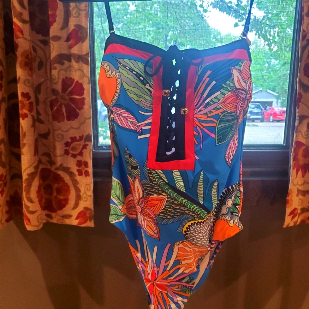 NWT TRINA TURK Tahiti Tropical Bandeau swim
